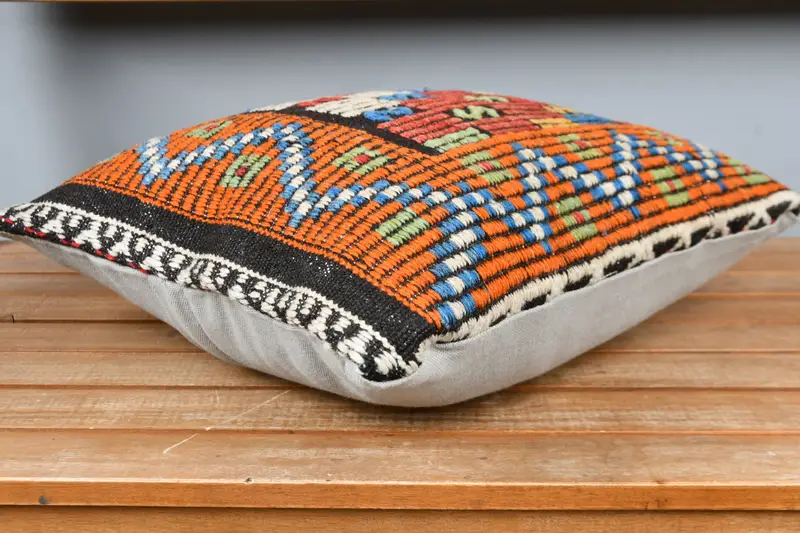 16x16 Orange Cushion Case, Home Decor Pillow, Pillow, Kilim Cushion Sham, Couch Pillow, Aztec Pillow, Turkish Kilim Pillow - 3