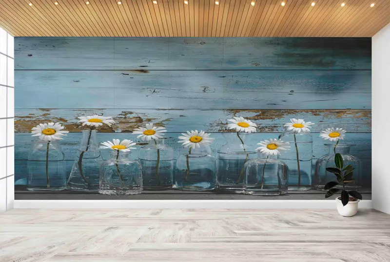 Elegante bedruckte Tapete „Gänseblümchenliebhaber“: Landhaus-Eleganz