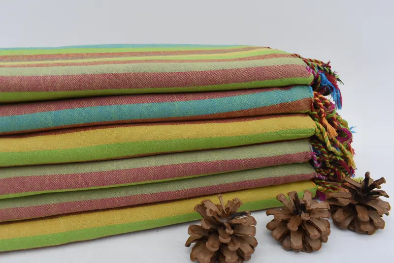 Personalized Wedding Gift, 70x36 Light Green Striped Organic Cotton Towel