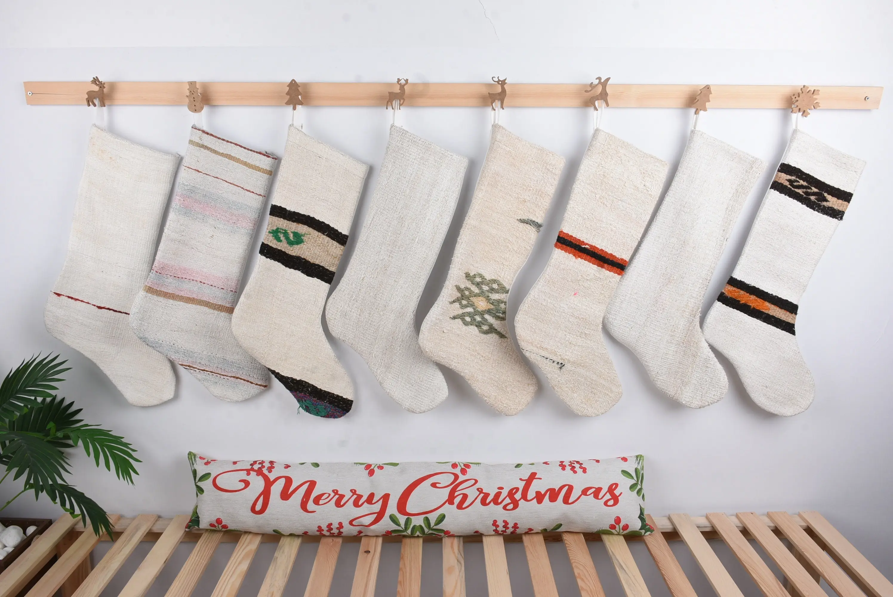 Festlicher Kelim-Weihnachtsstrumpf, 20,3 cm großer Strumpf mit Ornamentmuster - 1