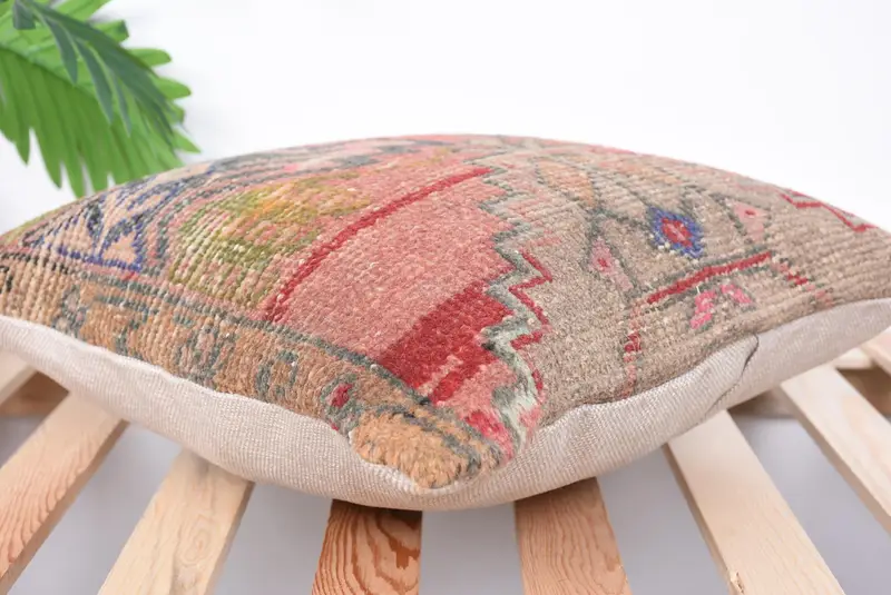 Boho Chic Pillow Cover, Pillow for Couch, Vintage Pillow, Turkish Pillow, 16x16 Pink Cushion Case, Pillow Sham, Customized Pillow Case - 6