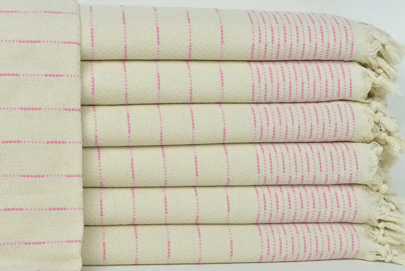 Handmade Gift, Housewarming Gift, Turkish Cotton Throw Blanket, Custom Wedding Gifts, Wedding Favors, 98x92 Cotton Striped Design Towel - 1