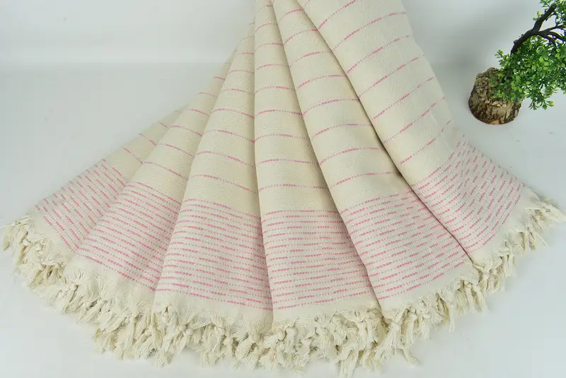 Handmade Gift, Housewarming Gift, Turkish Cotton Throw Blanket, Custom Wedding Gifts, Wedding Favors, 98x92 Cotton Striped Design Towel - 4