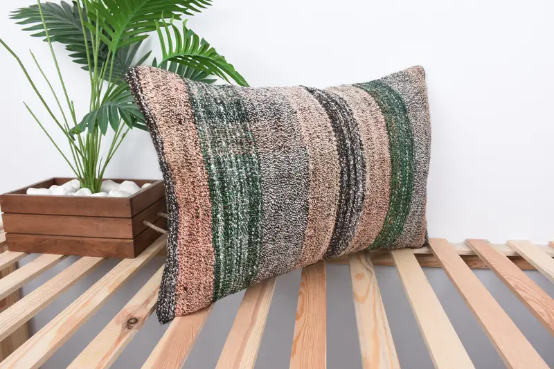Pillow Case, Shabby Chic Pillow, Outdoor Patio Pillow Sham, Vintage Pillow, Boho Pillow, 16x24 Beige Pillow Case, Kilim Cushion Sham - 4