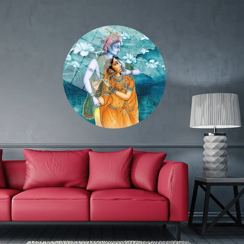 Sacred Radha Krishna Canvas: Hindu Art, Indian Heritage
