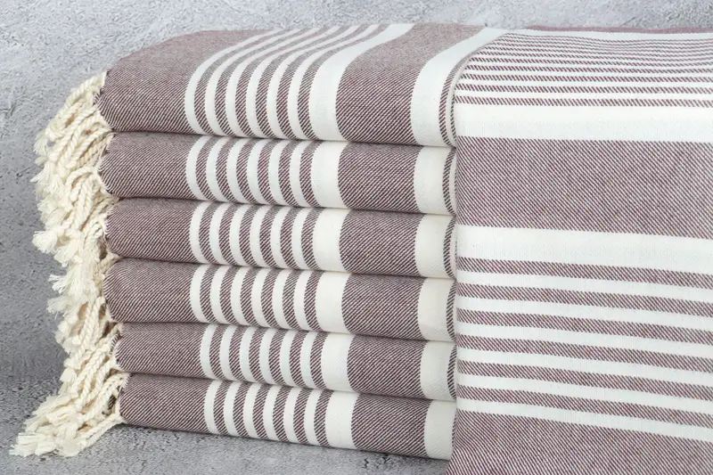 Personalized Turkish Beach Towel Dark Purple Stripes, 38x67 Inches