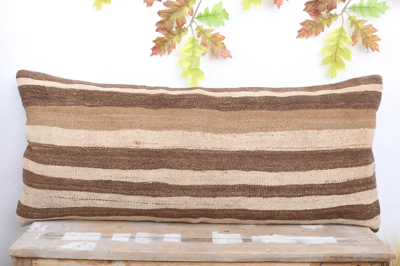 Pillow Case, 16x36 Beige Pillow Sham, Boho Pillow Sham Cover, Bright Cushion Case, Vintage Throw Cushion, Kilim Pillow Cover, Turkish Pillow - 2