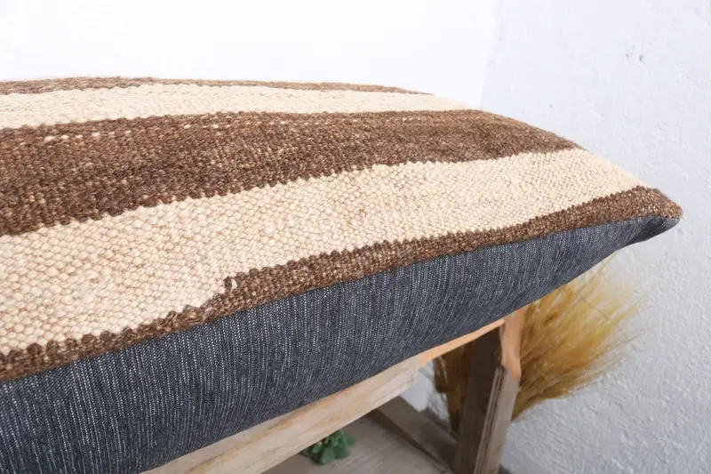 Pillow Case, 16x36 Beige Pillow Sham, Boho Pillow Sham Cover, Bright Cushion Case, Vintage Throw Cushion, Kilim Pillow Cover, Turkish Pillow - 6