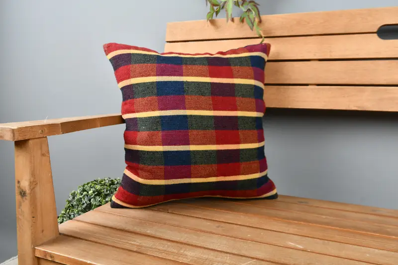 Home Decor Pillow, Vintage Pillow, Pillow for Couch, Ikat Pillow, Cushion Case, Southwestern Pillow, 16x16 Red Cushion Case, Authentic Cushion - 1