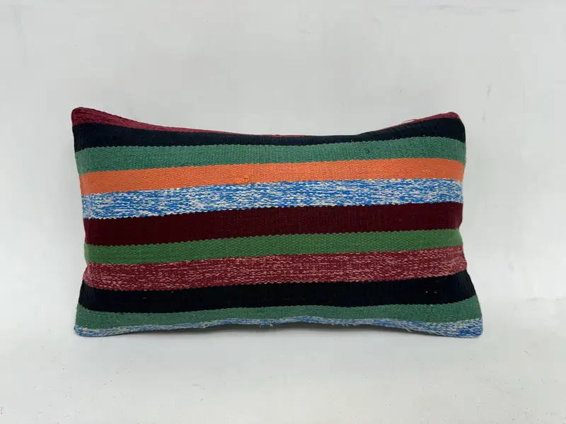 12x20 Green Cushion Case, Kilim Pillow Cover, Anatolian Pillow Case, Ethnical Kilim Rug Pillow, Cushion Case, Kilim Cushion Sham - 1