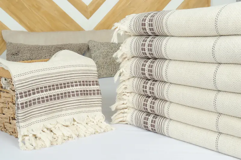 Decorative Bedspread, Bachelorette Party Favors, Organic Throw, Wedding Favors, Personalized Gift, Throw Blanket Couch, 96x94 Linen Striped Towel - 4