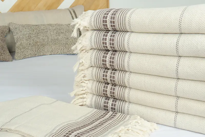 Decorative Bedspread, Bachelorette Party Favors, Organic Throw, Wedding Favors, Personalized Gift, Throw Blanket Couch, 96x94 Linen Striped Towel - 3