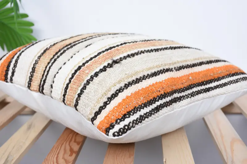 Turkish Kilim Pillow, Vintage Kilim Throw Pillow, 16x16 White Cushion, Ottoman Cushion Cover, One Of A Kind Pillow, Gift Pillow, Cushion - 6