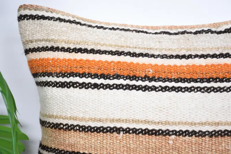Turkish Kilim Pillow, Vintage Kilim Throw Pillow, 16x16 White Cushion, Ottoman Cushion Cover, One Of A Kind Pillow, Gift Pillow, Cushion - 2