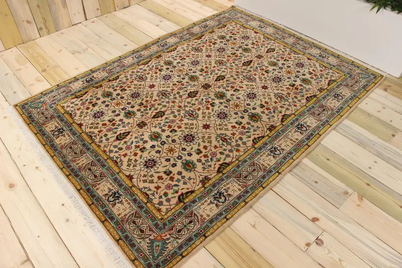 Türk Halısı, Alan 4.9x6.7 ft Vintage Halı, Mavi Kırmızı Katı Yün Halı - 1