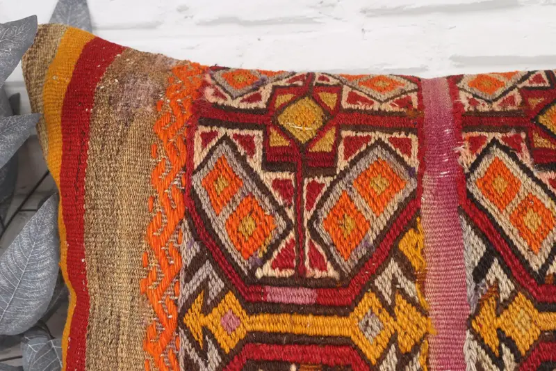 Office Chair Pillow Cover, Home Decor Pillow, 20x28 Orange Pillow Cover, Pillow Cover, Kilim Pillow Cover, Throw Kilim Pillow - 2
