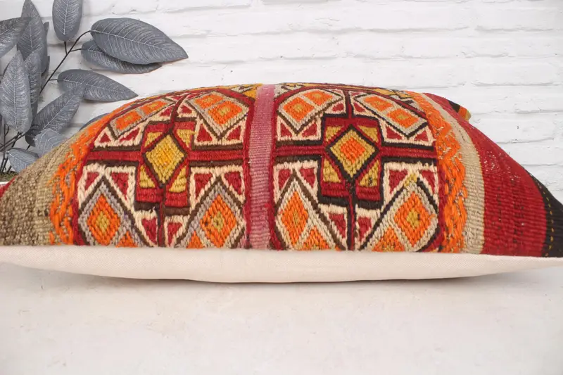Office Chair Pillow Cover, Home Decor Pillow, 20x28 Orange Pillow Cover, Pillow Cover, Kilim Pillow Cover, Throw Kilim Pillow - 5