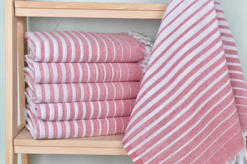 Personalized Wedding Towel White-Red Cotton, 40x69 Inches, Organic Cotton/Linen