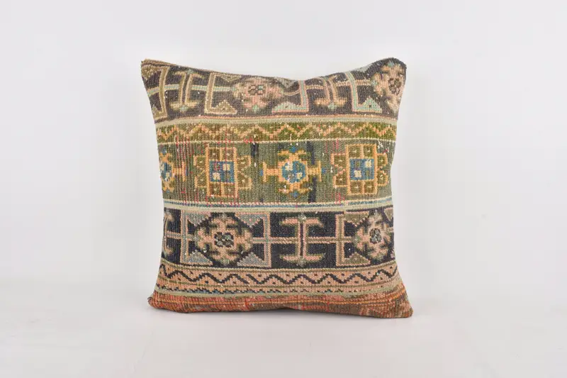 Kilim Pillow, Gift Pillow, Decorative Throw Pillow Sham, 24x24 Blue Cushion Case, Kilim Cushion Sham, Natural Pillow, Pillow Cover - 1