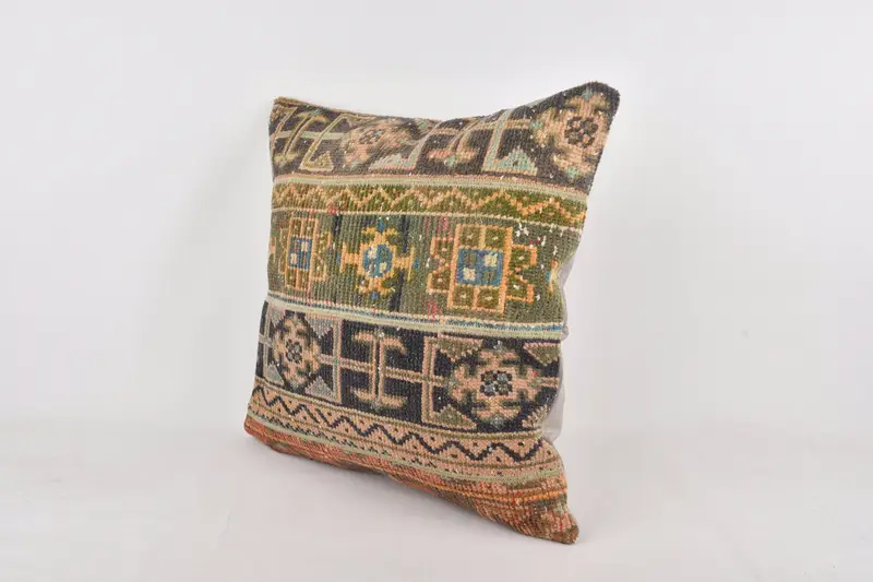 Kilim Pillow, Gift Pillow, Decorative Throw Pillow Sham, 24x24 Blue Cushion Case, Kilim Cushion Sham, Natural Pillow, Pillow Cover - 3