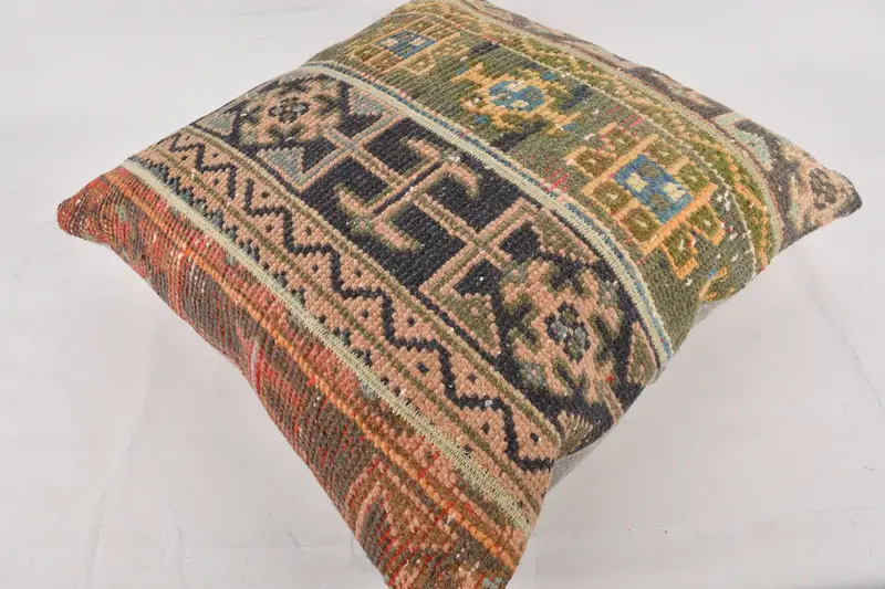 Kilim Pillow, Gift Pillow, Decorative Throw Pillow Sham, 24x24 Blue Cushion Case, Kilim Cushion Sham, Natural Pillow, Pillow Cover - 6