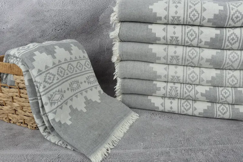 Bridesmaid Gifts, Bedspread, Turkish Beach Blanket, Turkish Blanket Throw, Home Decor Gifts, 92x80 Cotton Kilim Towel, Boho Throw Blankets - 3