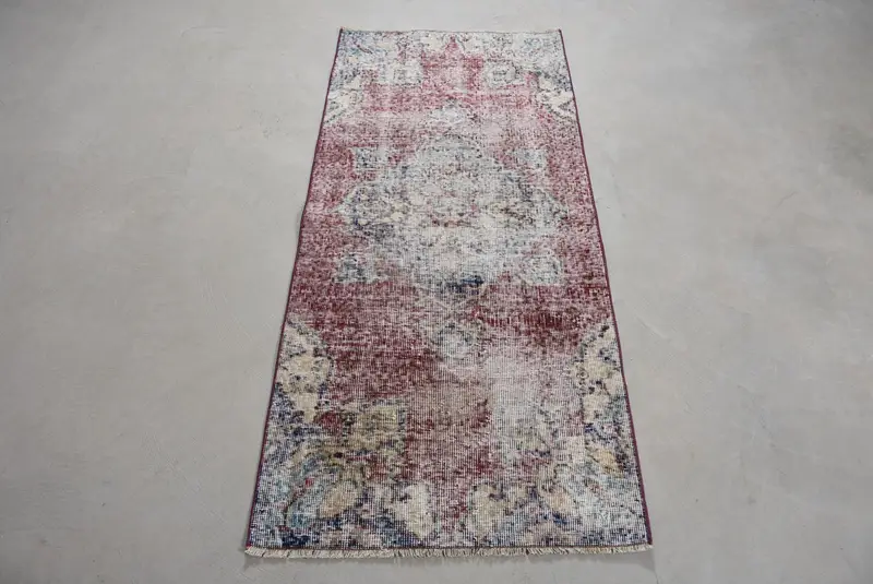 Lila-blauer Karoteppich, 2,4 x 5,4 Fuß, elegantes Dekor