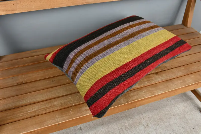 Throw Kilim Pillow, Vintage Pillow Sham, 16x24 Red Cushion Cover, Kilim Pillow, Cushion, Authentic Cushion Cover, Kilim Cushion Sham - 2