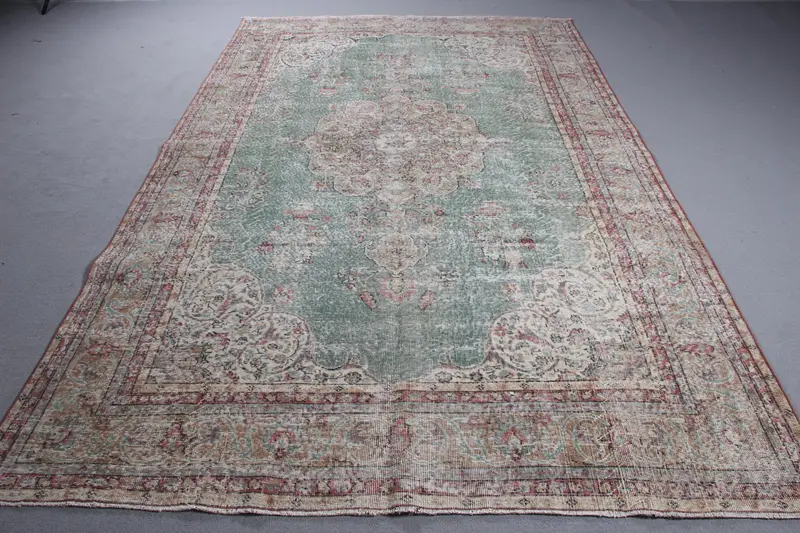 Zarif Yeşil Ombré Halı, 6,7x10,8 ft Şık Dekor