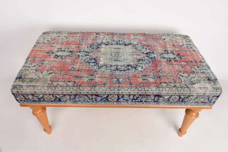 Modular Red & Bronze Kilim Ottoman, Wool Blend Sofa Set