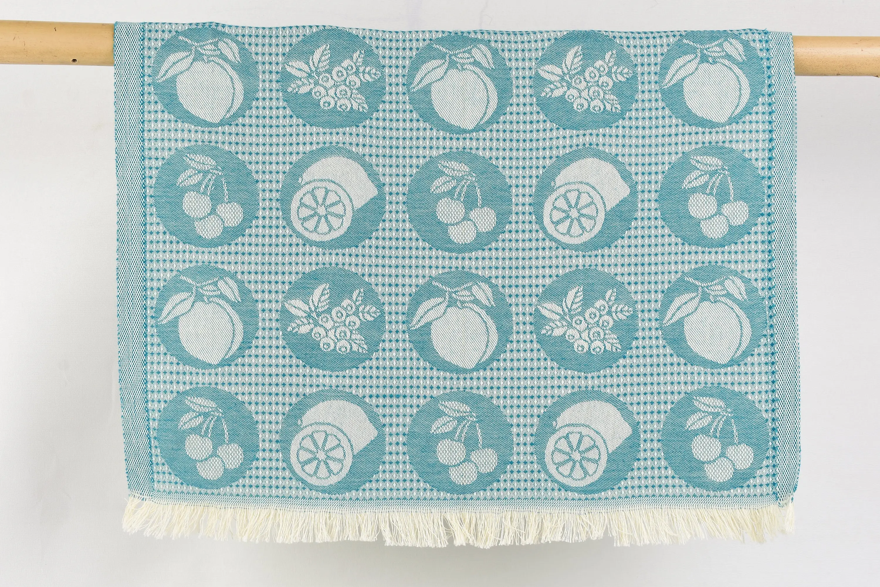 Personalized Green Fruits Patterned Hand Towel, Organic Cotton, 28x20 Inches - 1