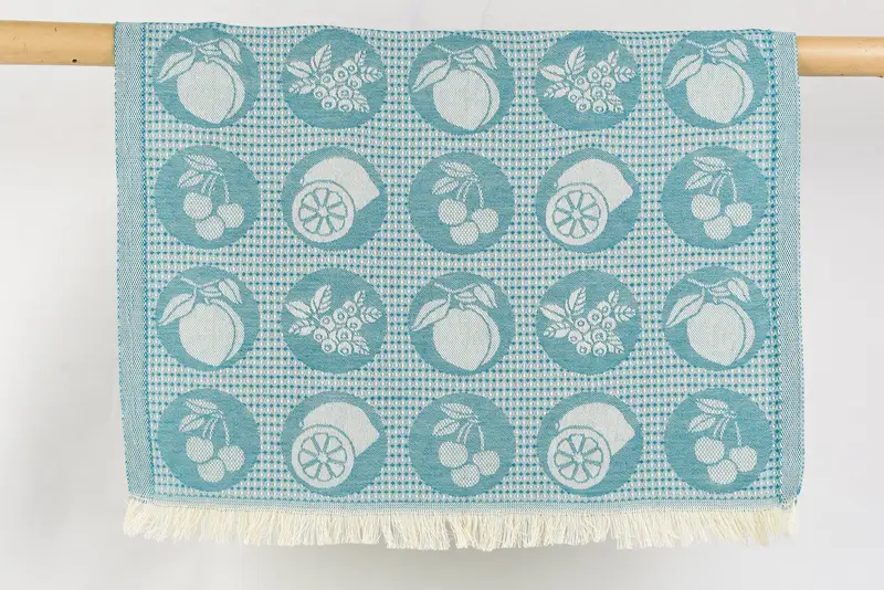 Personalized Green Fruits Patterned Hand Towel, Organic Cotton, 28x20 Inches