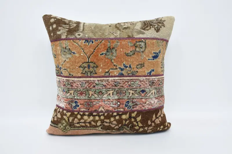 Pillow, Kilim Pillow Cover, Luxury Cushion Cover, 24x24 Orange Pillow Cover, Interior Designer Pillow, Seat Pillow Sham, Pillow for Sofa - 1