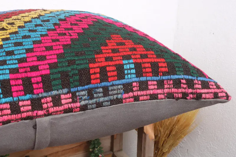 28x28 Blue Pillow Sham, Pillow for Couch, Vintage Pillow, Boho Pillow, Decorative Cushion Cover, Handmade Rug Seat Cushion, Cushion - 6