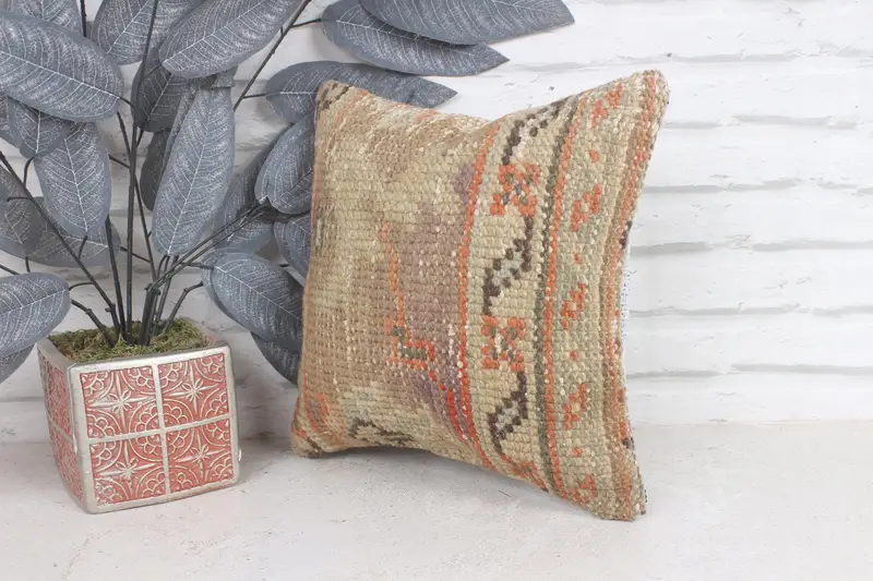 Vintage Kilim Throw Pillow, Home Decor Pillow, Decorative Bolster Pillow Sham, Pillow Cover, Pillow for Couch, 12x12 Purple Pillow Sham - 3