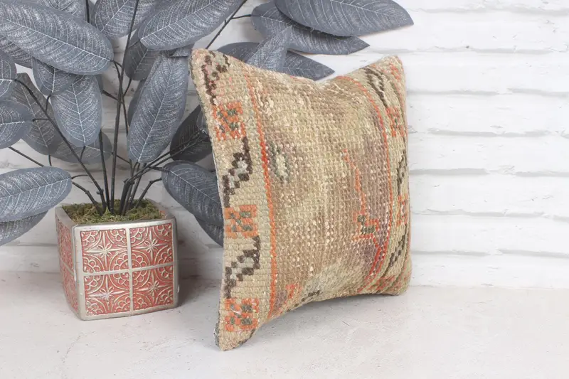 Vintage Kilim Throw Pillow, Home Decor Pillow, Decorative Bolster Pillow Sham, Pillow Cover, Pillow for Couch, 12x12 Purple Pillow Sham - 4