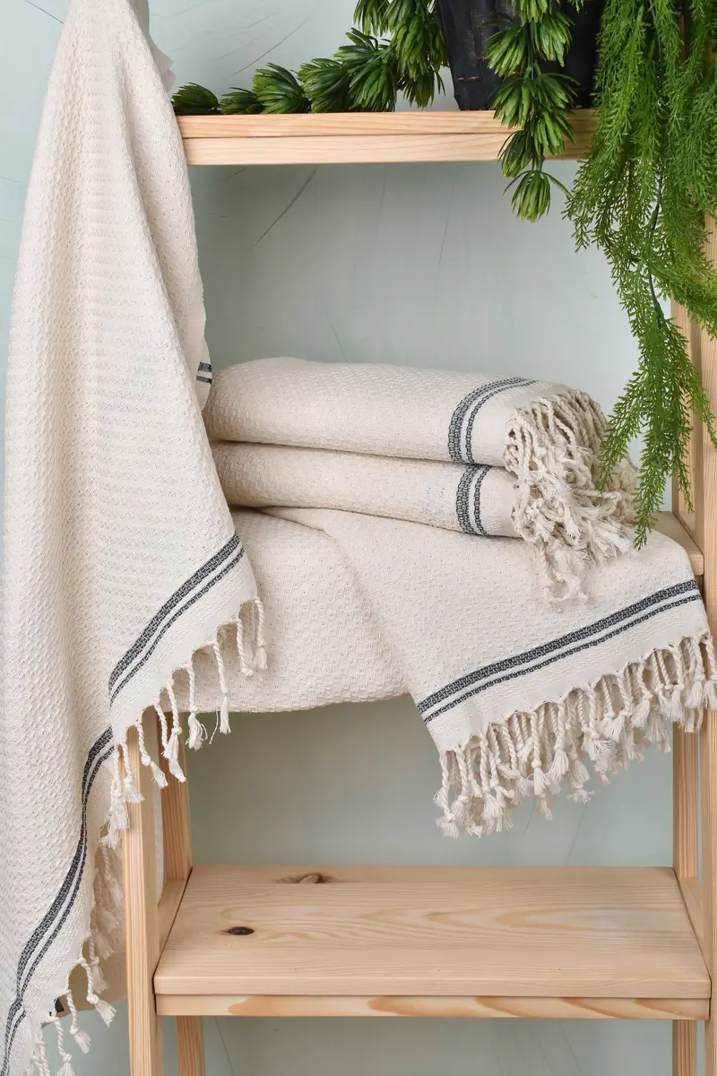 Soft towel, Organic cotton Turkish peshtemal towel, Gift For Bride, Personalized Towel, Scarf Towel, Bridesmaid Gifts, 68x36 Cotton Striped Towel - 6