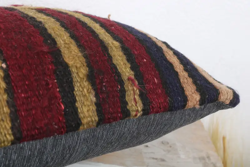 Vintage Pillow, 12x20 Brown Pillow Case, Boho Pillow, Ethnical Kilim Rug Pillow, Crochet Pattern Pillow Cover, Pillow Cover - 6