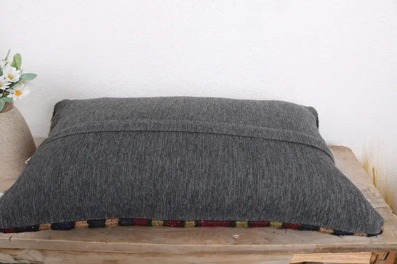 Vintage Pillow, 12x20 Brown Pillow Case, Boho Pillow, Ethnical Kilim Rug Pillow, Crochet Pattern Pillow Cover, Pillow Cover - 7