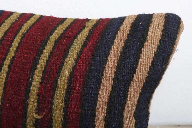 Vintage Pillow, 12x20 Brown Pillow Case, Boho Pillow, Ethnical Kilim Rug Pillow, Crochet Pattern Pillow Cover, Pillow Cover - 5