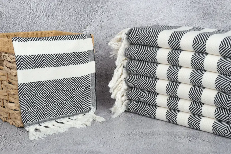 32x20 Cotton Diamond Towel, Monogram Kitchen Towel, Turkish Tea Towel, Small Towel, Monogram Hand Towel, Custom Wedding Gift From Bridesmaid - 3