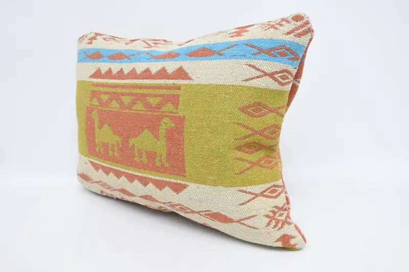 Vintage Kilim Throw Pillow, Kilim Pillow, Designer Throw Cushion Cover, 20x28 Green Cushion Case, Cushion Cover, Antique Pillows - 4