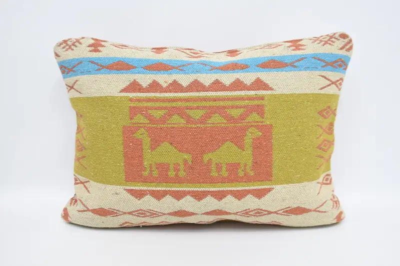 Vintage Kilim Throw Pillow, Kilim Pillow, Designer Throw Cushion Cover, 20x28 Green Cushion Case, Cushion Cover, Antique Pillows - 1