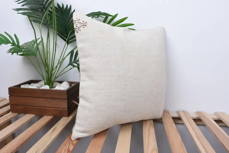 Pillow Sham, Rustic Pillow Case, Turkish Pillow, 18x18 White Pillow Cover, Antique Pillows, Handmade Kilim Cushion, Authentic Pillow Sham - 4