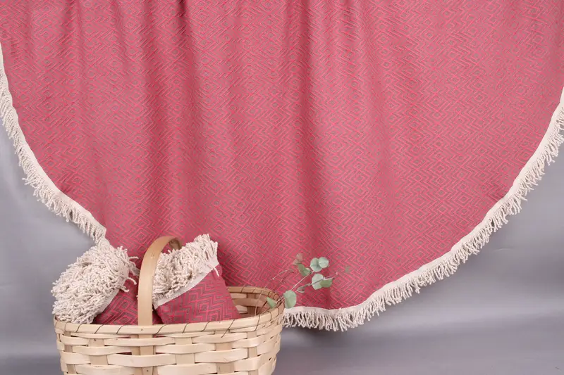 Monogram Beach Towel Personalized Gift Pink Round Towel, 63x63 Inches