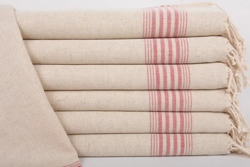 Monogrammed Hand Towel Red Striped, Kitchen Towel, 36x18 Inches