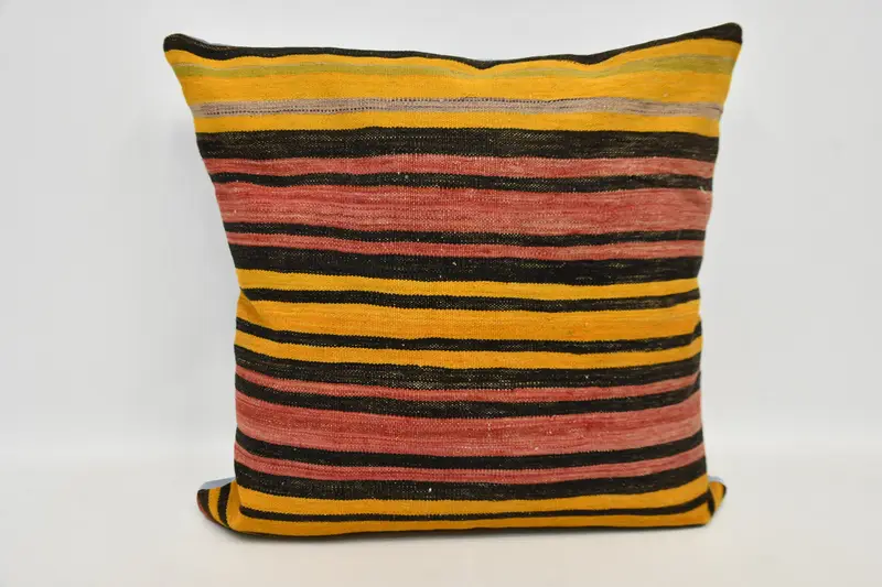 Pillow Case, Morroccon Kilim Cushion Cushion, Turkish Pillow, 32x32 Orange Cushion Cover, Vintage Kilim Throw Pillow, Vintage Kilim Pillow - 1
