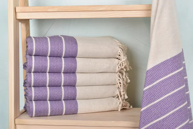 Housewarming Gift, Bath towel, Quick-drying peshtemal towel for poolside, 68x40 Linen Zig zag Towel, Valentines Gift, Quick-Dry Beach Towel - 2