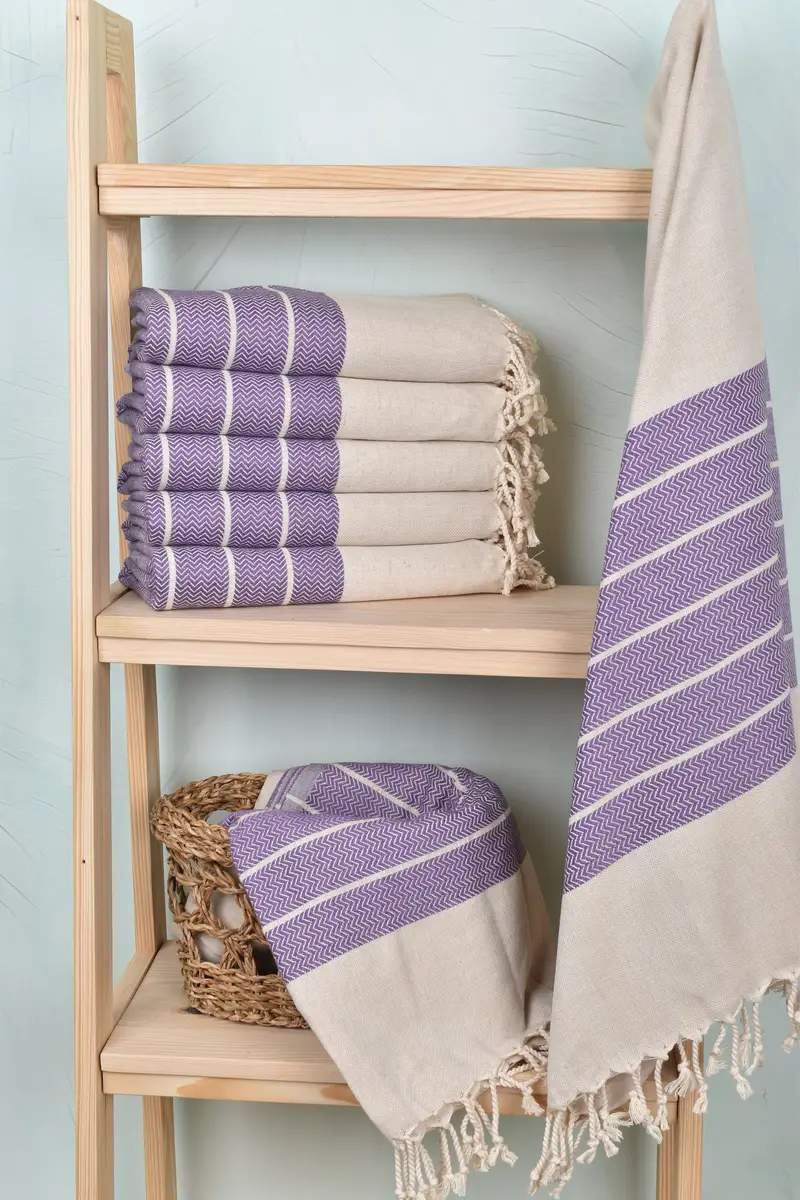 Housewarming Gift, Bath towel, Quick-drying peshtemal towel for poolside, 68x40 Linen Zig zag Towel, Valentines Gift, Quick-Dry Beach Towel - 3