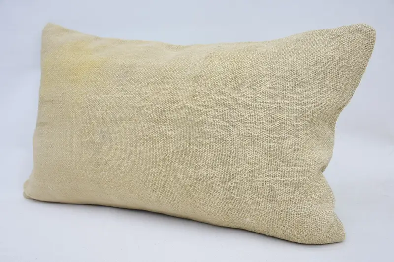 Ikat Pillow Case, Handmade Kilim Cushion, Vintage Kilim Pillow, Cushion Cover, 12x20 Beige Cushion, Pillow for Couch, Authentic Pillow - 3